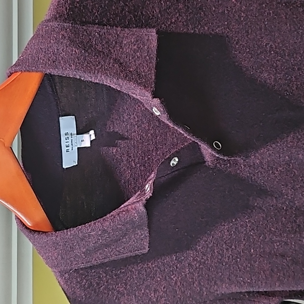 Reiss Men’s Plum Short-Sleeve Polo - Picture 3 of 4